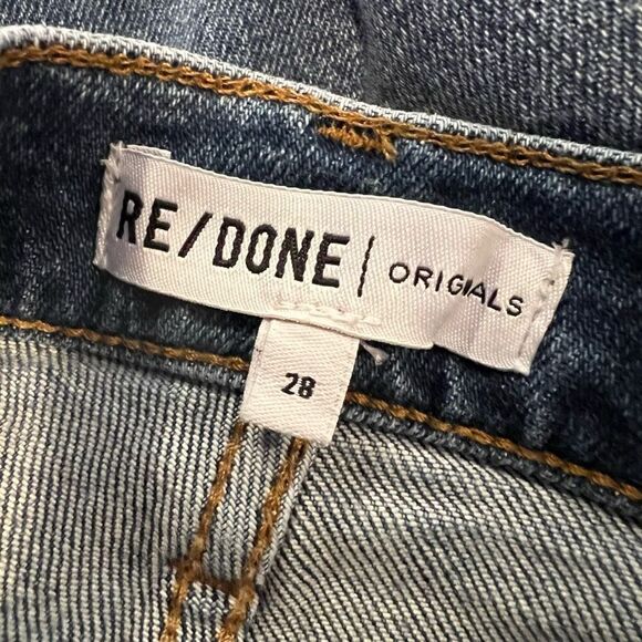 Re/Done Hi-Rise Ankle Crop Jeans in Dusty Destroy Size 28 - Picture 9 of 11